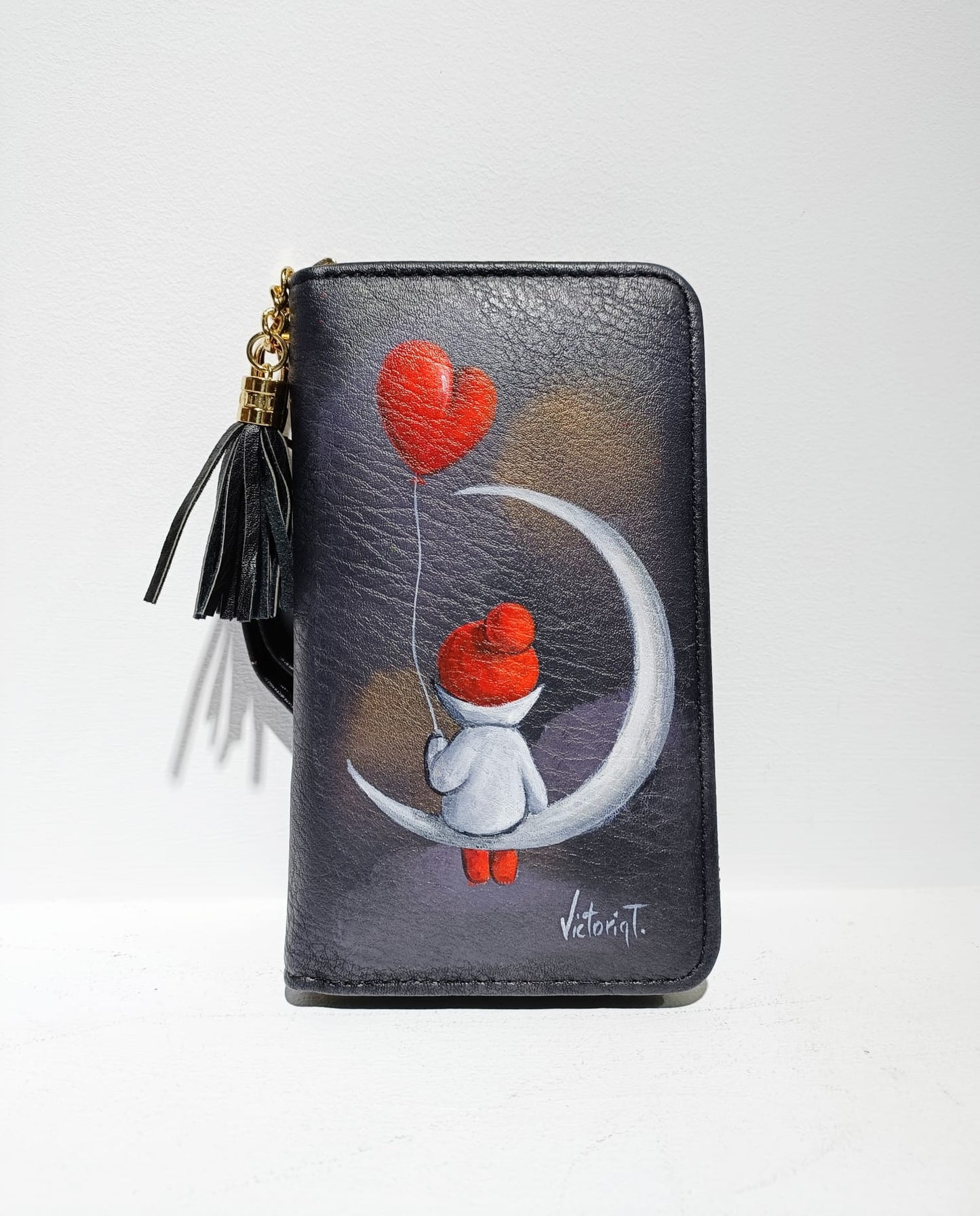 Monedero Original Negro Pintado a Mano